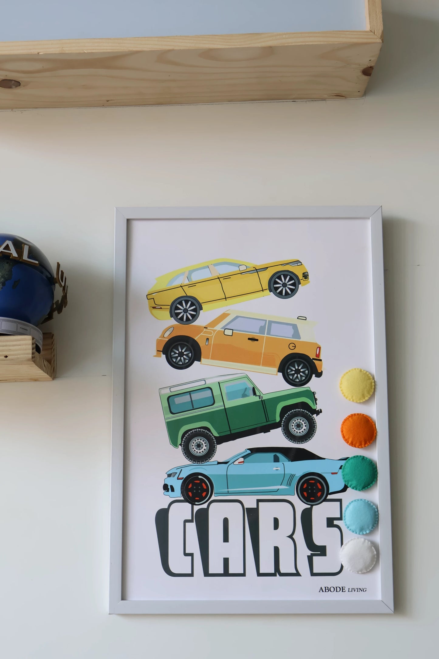 Toppled Cars Magnetic Pin-Up Board