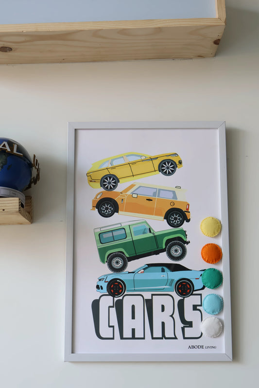 Toppled Cars Magnetic Pin-Up Board
