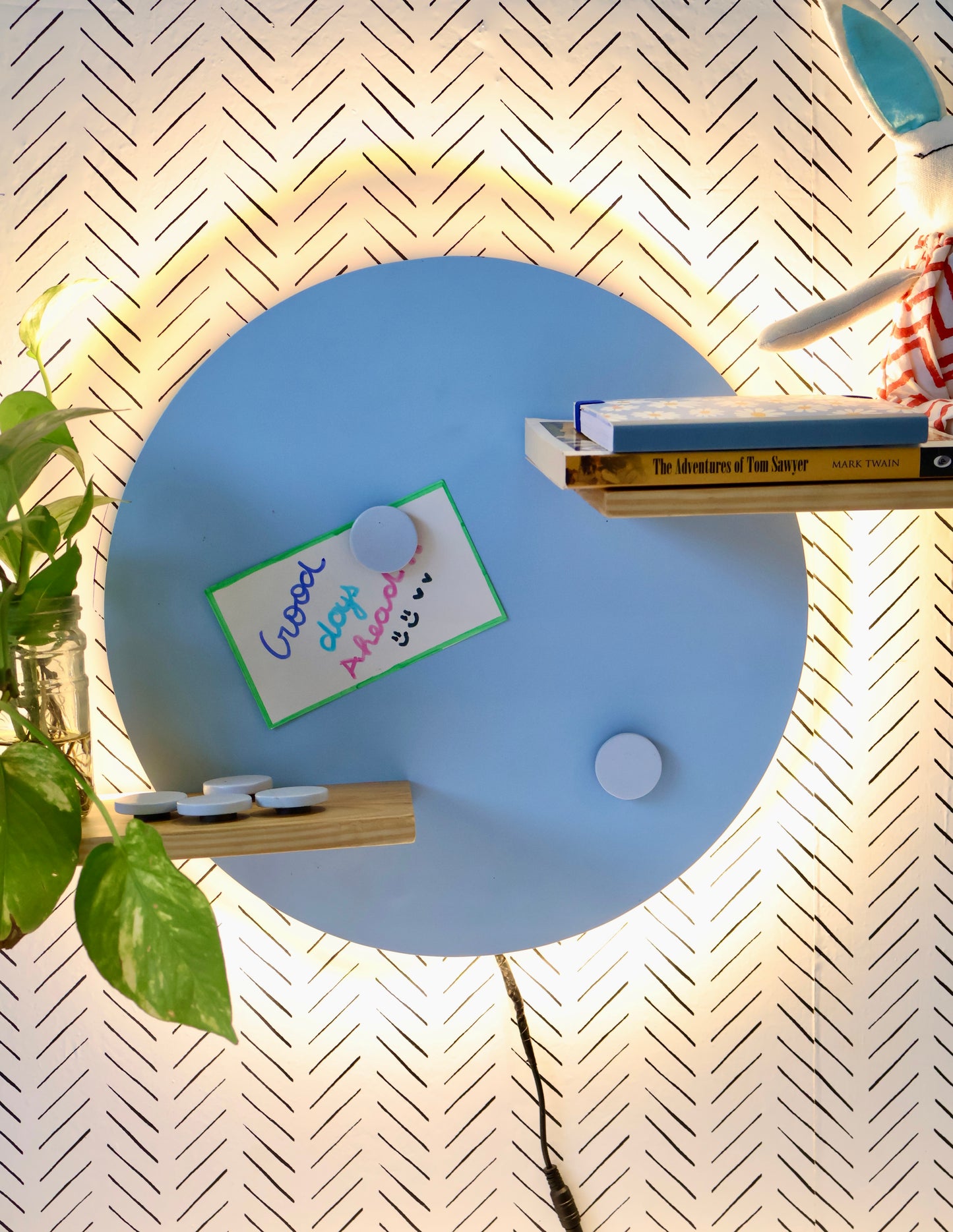 Magnetic Circular LED Wall Shelf